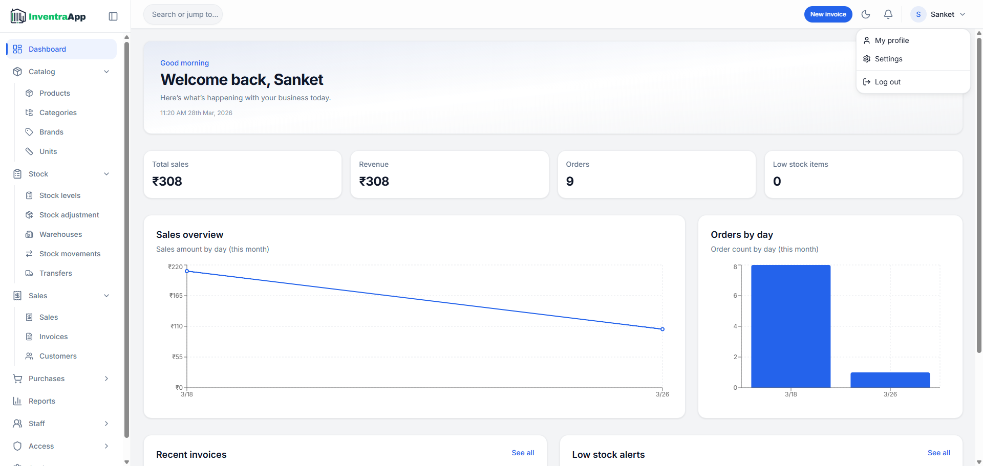InventraApp purchase and sales workflows